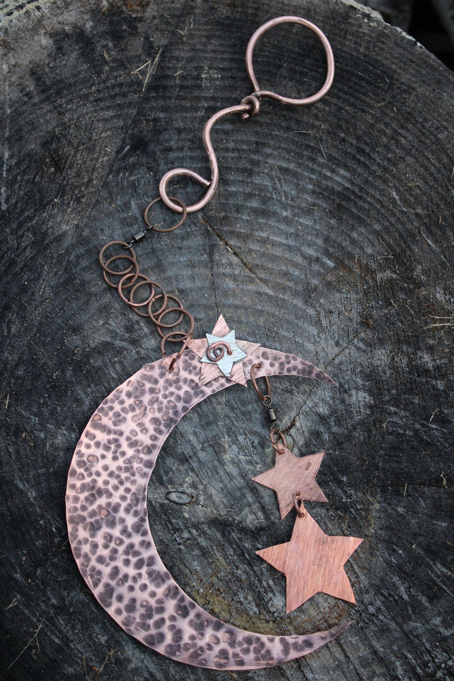 Copper Moon & Star Wind Spinner