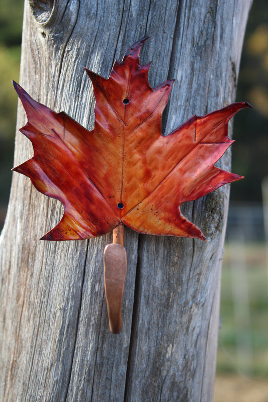 Vibrant Maple Leaf Copper Wall Hook