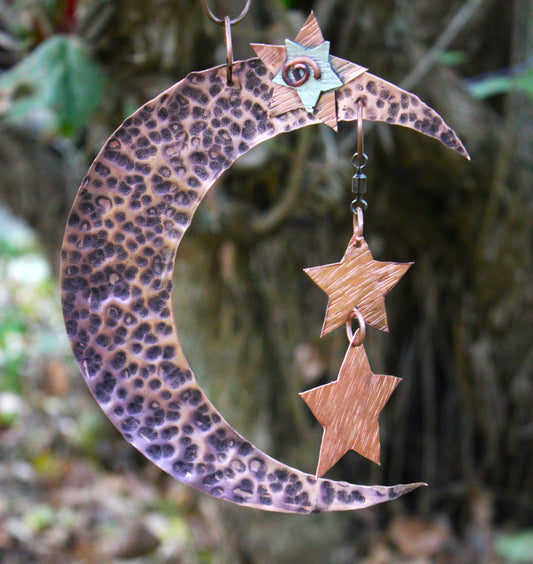 Copper Moon & Star Wind Spinner
